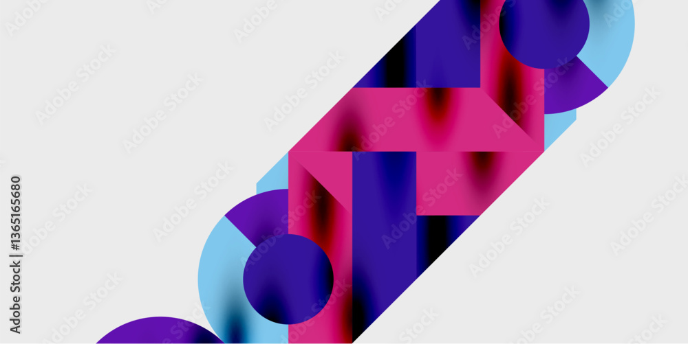 Poster Detailed composition of circles, semicircles, and triangles with glossy effects and smooth gradients. A sleek and modern vector design for creative and tech-inspired projects