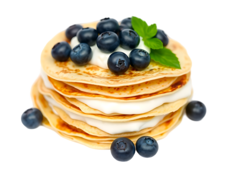 stack of pancakes with blueberries