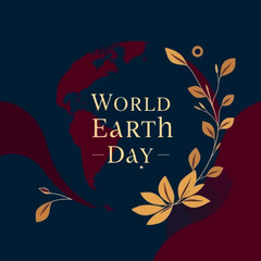 Planet Earth surrounded by leaves as a symbol of nature and ecology. Vector illustration for Earth Day.