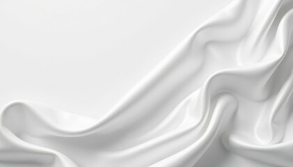 Fototapeta premium Shimmering white silk fabric draped on seamless white background, beauty, texture