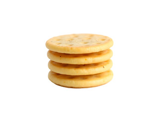 A stack of golden, round crackers