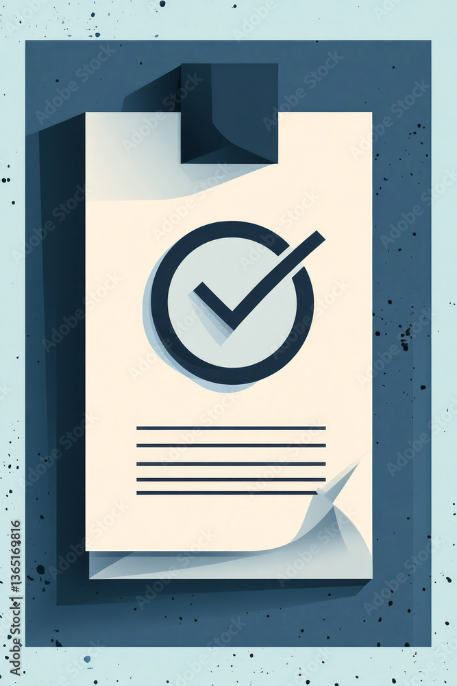 Aufkleber a vector illustration of a document icon in flat style, showing a checkmark with paper folds on the