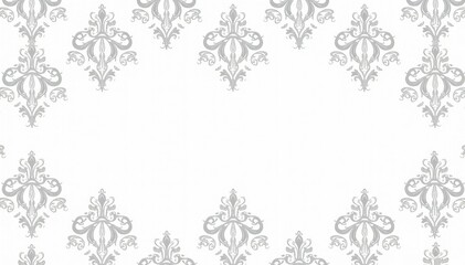 Subtle gray damask pattern with swirling vines and leaves on white background , vintage, classic, interior