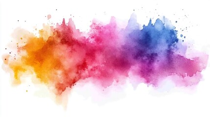 Fototapeta premium Watercolor splashes in various colors blend together, creating a vibrant and artistic design on a white background