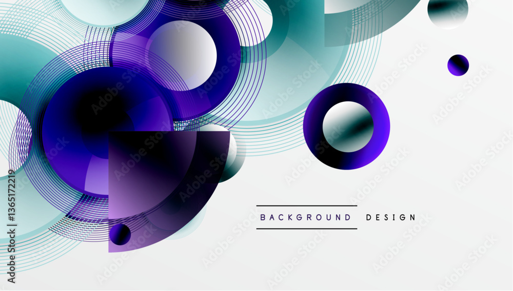 Poster Abstract composition of overlapping circles with smooth gradients and transparency effects. Clean and modern design emphasizing depth, symmetry, and a minimal aesthetic