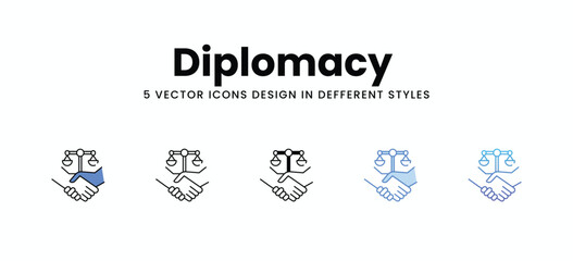 Diplomacy vector icons set stock illustration