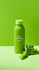 Minimalist green beverage advertising campaign featuring sleek celery design