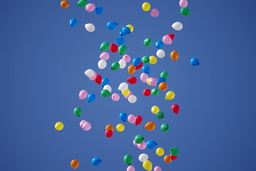 空に浮かぶカラフルな綺麗な風船