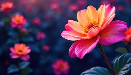Bold blooms within sharp triangles, vibrant hues, stylish, abstract