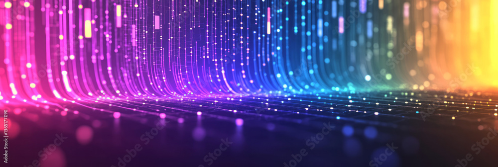 Poster a high-resolution digital backdrop that combines vibrant vertical light streaks with streams of