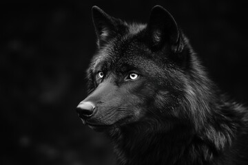 a black wolf on a black background
