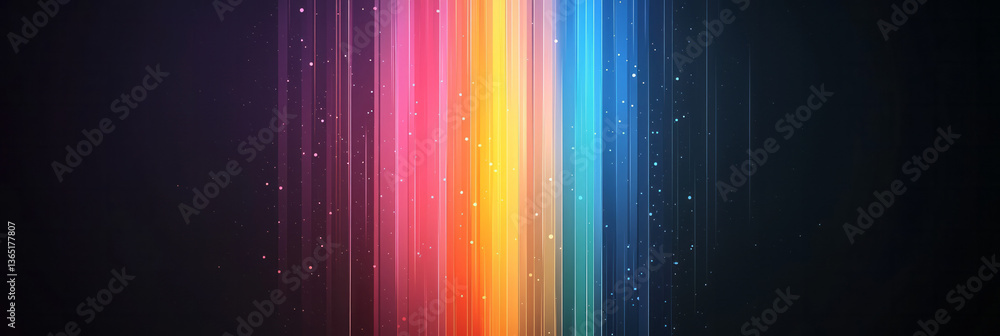 Aufkleber a dynamic digital design featuring colorful, luminous vertical lines with pixelated accents on a