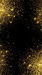 Chaotic golden light streams forming a dynamic composition on a black background (artistic). Generated AI
