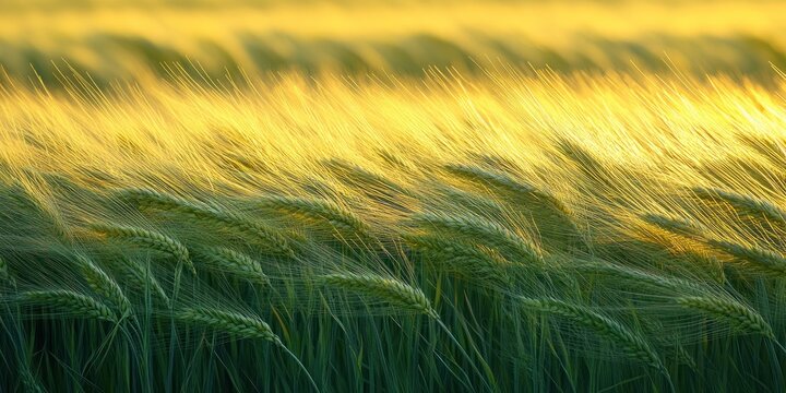 Golden Sunlight Illuminates a Field of Waving Barley