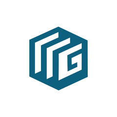 A stylized geometric logo featuring two white, angled, parallel shapes resembling the letter "G" or an open book, positioned within a dark teal or petrol blue hexagon.