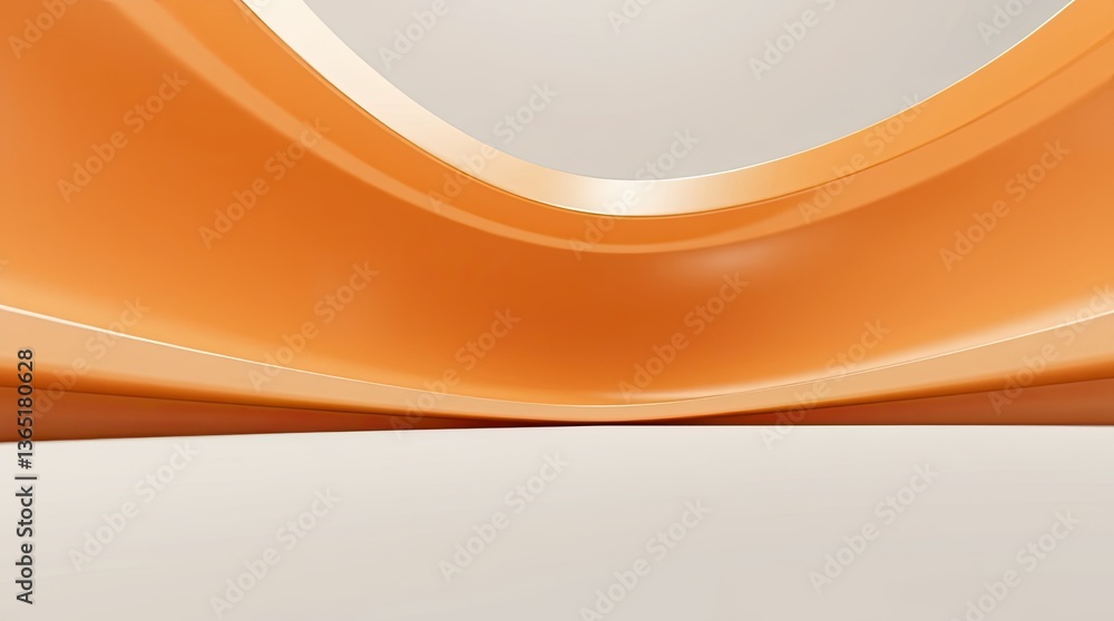 Poster abstract image displays an orange curve over a neutral surface