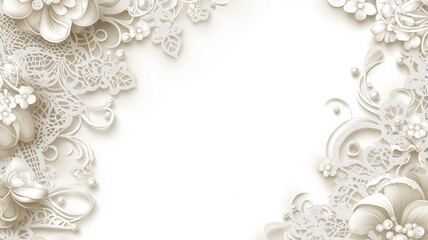 Corner border for a wedding invitation featuring intricate floral lace patterns