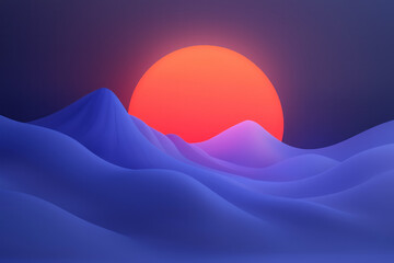 A beautiful, colorful digital art-style illustration of a serene landscape, with a dark background