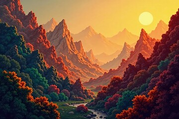 Geometric tapestry, muted earth tones, subtle sheen, tapestry, lines, decor