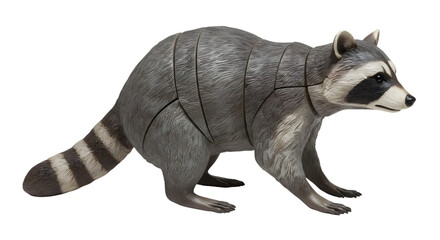Realistic and Detailed Representation of a Raccoon Figurine in a Dynamic Pose Capturing the Essence of Wildlife and Nature Photography