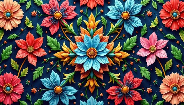 Fototapeta Intricate floral motif seamlessly tiles for diverse applications , design element, beautiful