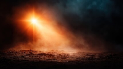 A striking beam of light pierces through a dark environment, creating a captivating atmosphere that evokes feelings of mystery and anticipation.