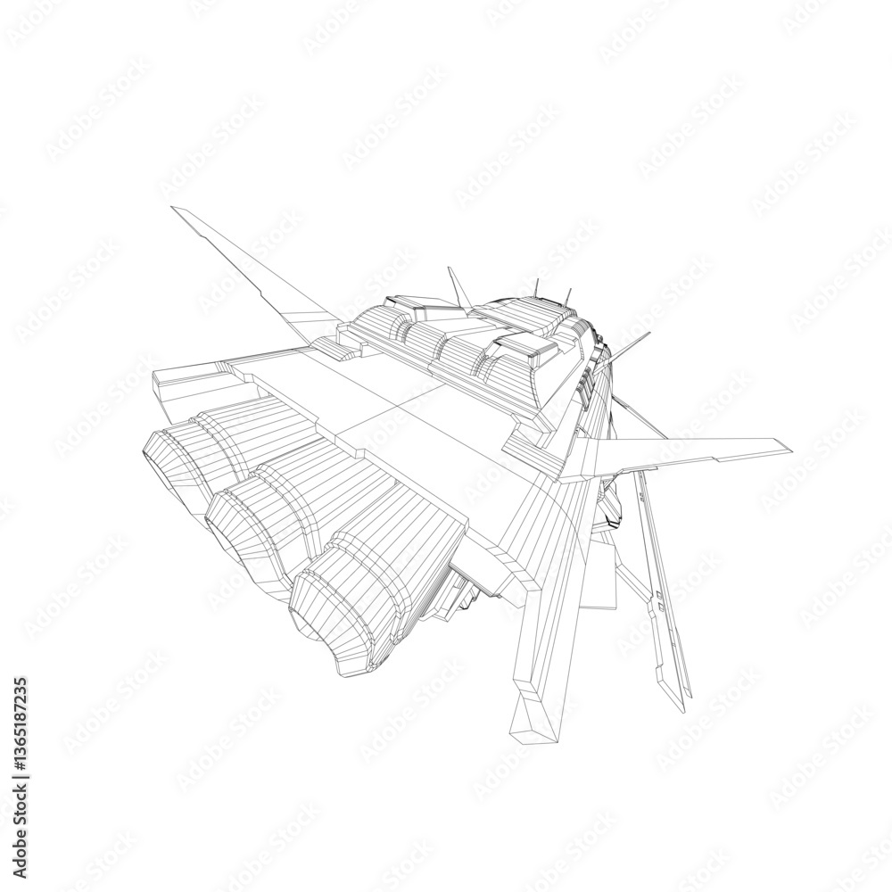 Aufkleber a black and white drawing of a spaceship with a white background. the drawing is of a futuristic loo