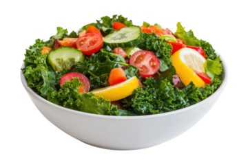 Fresh kale salad with cherry tomatoes and citrus slices, cut out