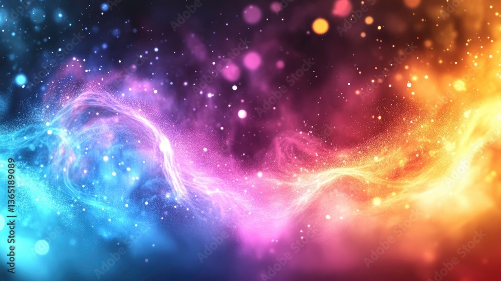 Poster vibrant abstract nebula displaying a flowing cosmic design