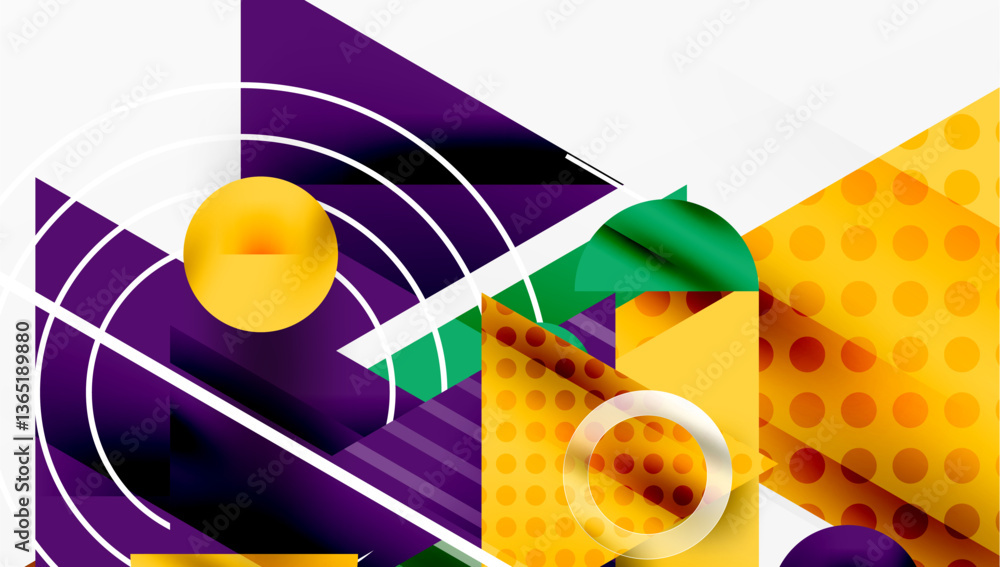 Poster modern geometric background - overlapping triangles with smooth gradients and semi-transparency