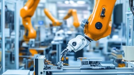 An advanced space robotics center where robotic arms are assembling satellite propulsion systems, AI-guided assembly ensuring perfect alignment of components, High-tech style