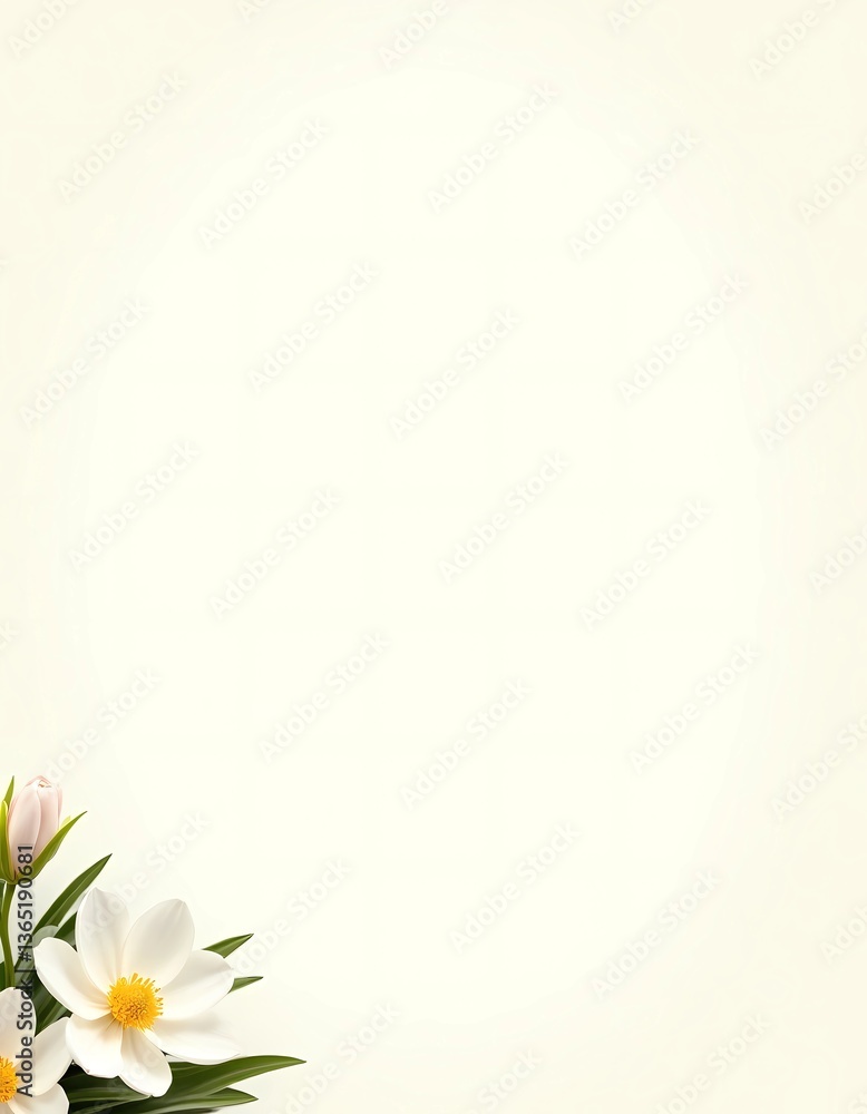 Poster delicate magnolia blossoms softly rest at corner of gentle pastel backdrop creating tranquil atmosph