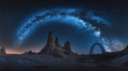 Fototapeta premium Milky Way Arch over Desert Landscape