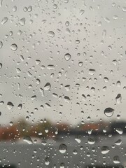 Drops of water on the window.