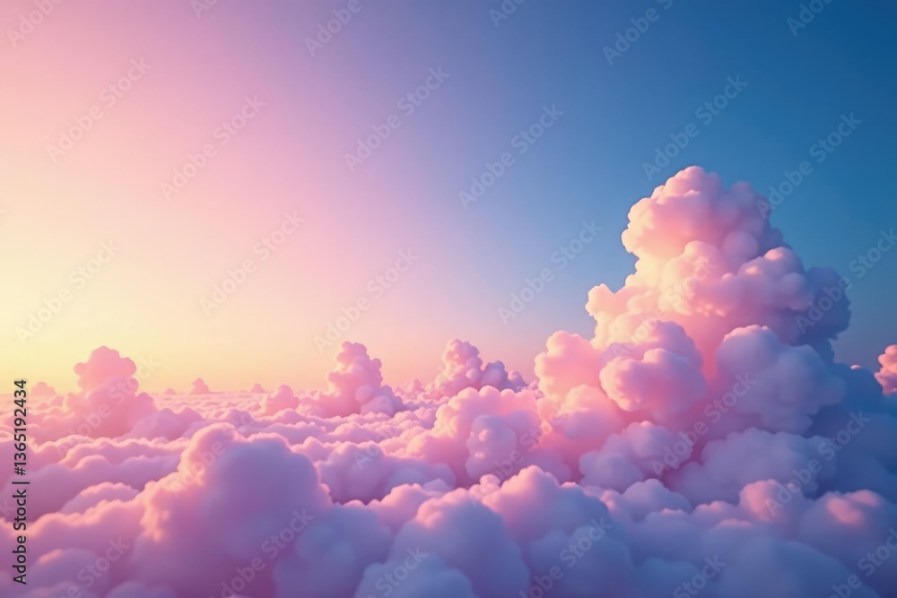 Wall mural subtle gradient sky, cloudscape transitions seamlessly , dreamy, continuous, pattern
