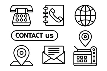 contact us editable stroke outline icons set isola