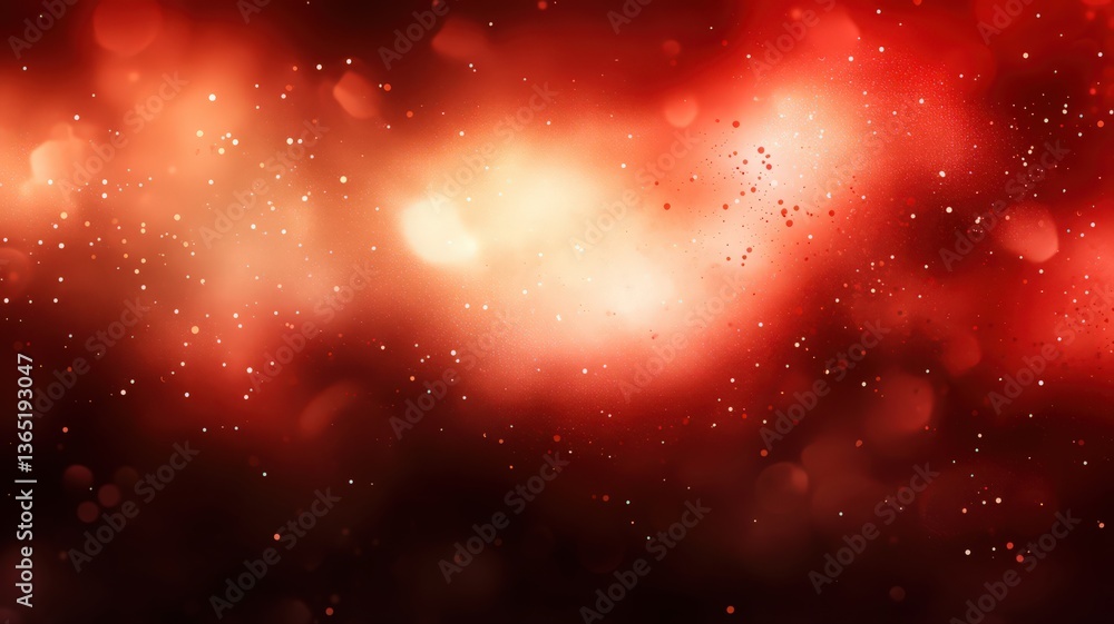 Poster abstract red and orange bokeh background with glitter and sparkle