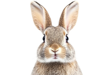 Naklejka premium Close-up of brown rabbit facing forward against white background, cut out