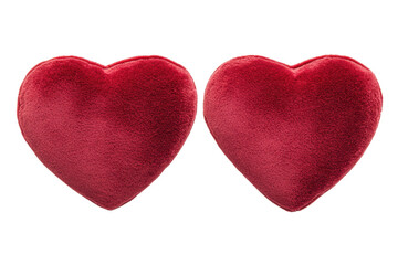 Obraz premium Pair of red plush hearts symbolizing love and affection, cut out
