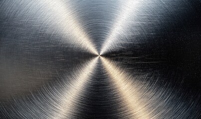 Close-up of circular brushed metallic texture with radiating patterns.