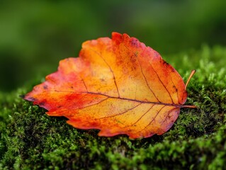 Autumn Leaf on Moss