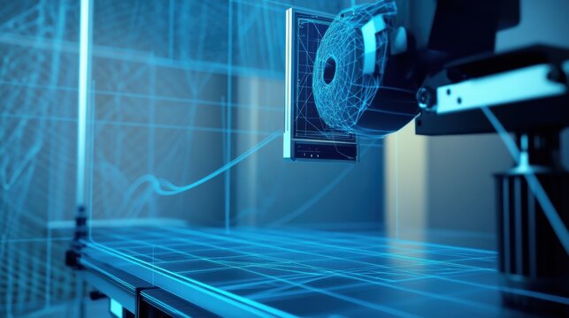 An AI powered 3D scanning system, scanning objects and converting them into high-precision digital models, Technology style