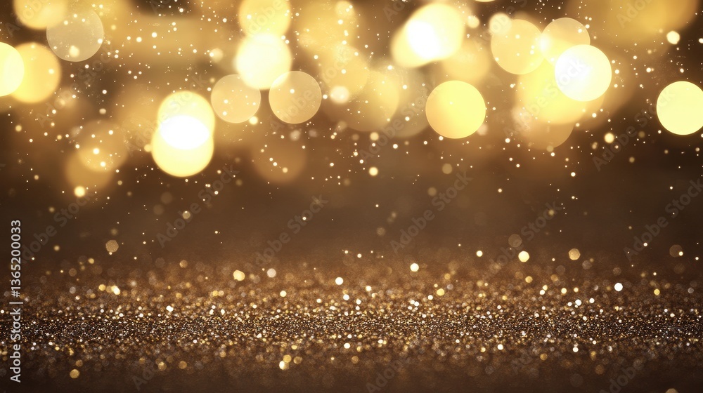 Poster a shimmering background of golden bokeh lights, creating a festive and magical atmosphere with spark