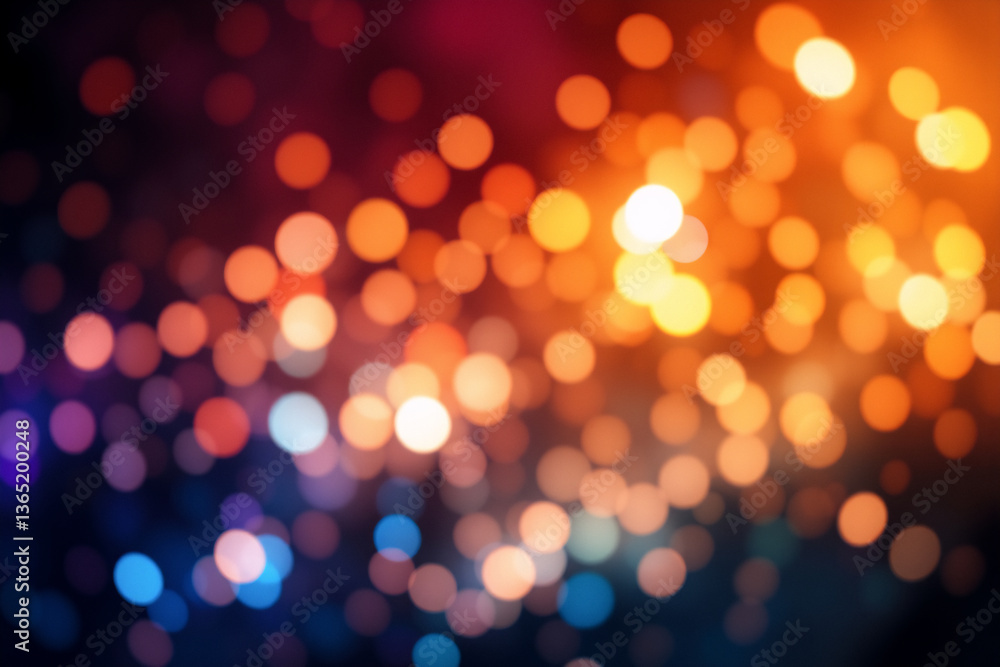 Poster vibrant bokeh background with blurry lights creating a dreamy and festive feel. orange, yellow, red,