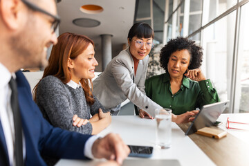 Collaborative Business Meeting in Modern Office Environment
