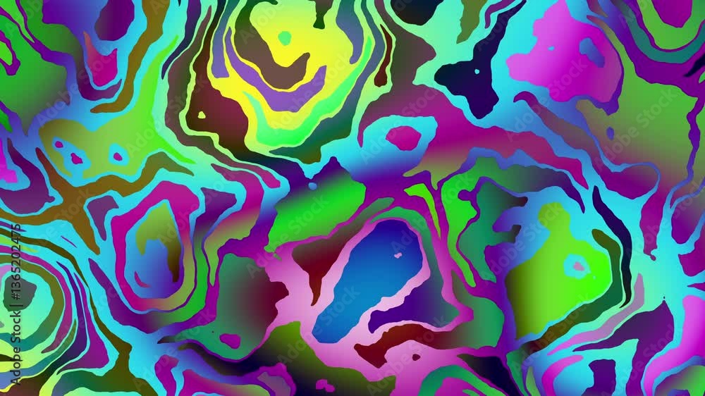 Poster colorful abstract psychedelic fluid background for summer music festival. loop vj background