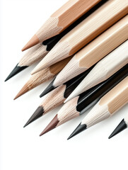 Fototapeta premium Wooden Graphite Pencils Lined Up in Focus