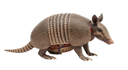 Detailed Illustration of an Armadillo with Anatomical Features Highlighted, Showcasing Internal Organs and Structure in a Realistic Style