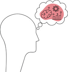 Human Brain Thinking About A startup Business Continuous One Line Drawing Minimal Icon Concept In Editable Stroke Style