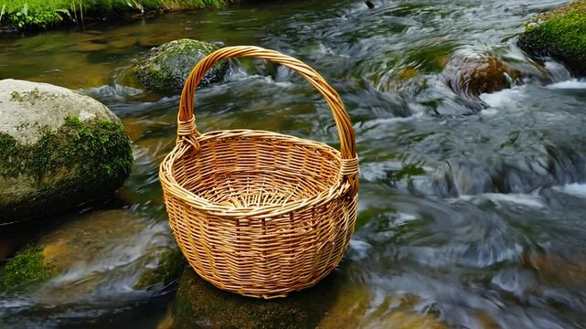 water flowing into a basket